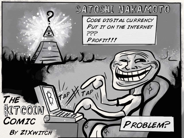 No. 005, “Satoshi Nakamoto”: Bitcoin Comic by Z1Xwitch