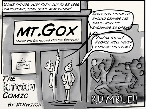 No. 010, “MtGox - Magic the Gathering Online Exchange”: Bitcoin Comic by Z1Xwitch